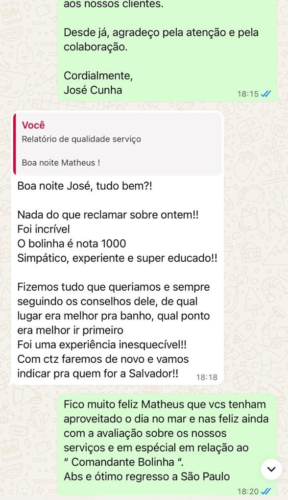 Depoimento real do cliente Matheus sobre o marinheiro Bolinha