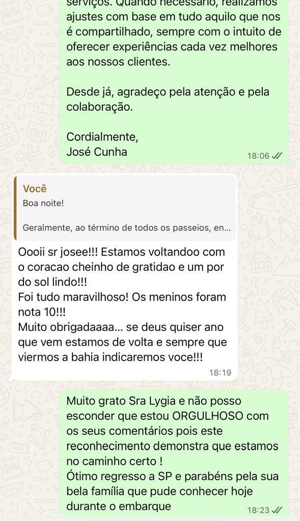 Depoimento real da cliente Lygia sobre o passeio